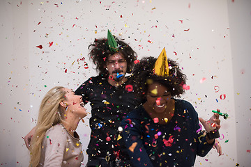 Image showing confetti party multiethnic group of people