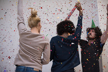 Image showing confetti party multiethnic group of people