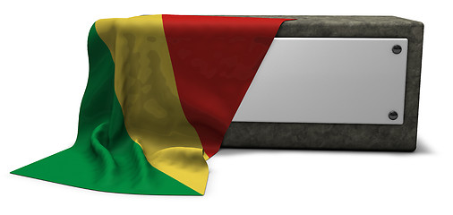 Image showing stone socket and flag of the congo