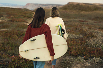 Image showing Surfer girls