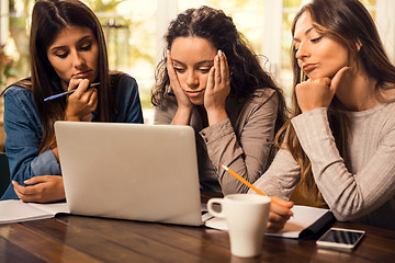 Image showing Female friends worried with final exams