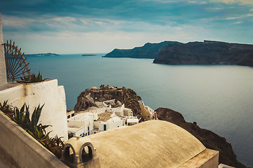 Image showing The beautiful white village of Fira, Santorini