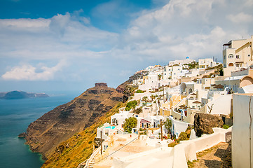 Image showing The beautiful white village of Fira, Santorini