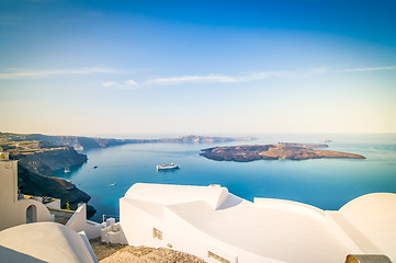 Image showing The beautiful white village of Fira, Santorini