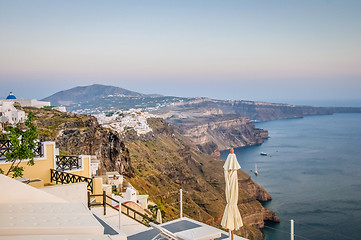 Image showing The beautiful white village of Fira, Santorini