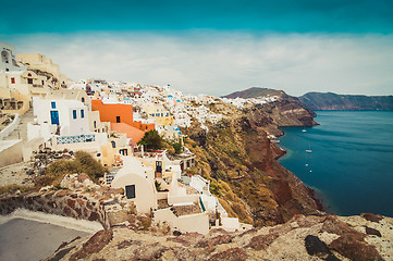 Image showing The beautiful white village of Oia, Santorini