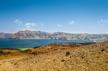 Image showing Nea Kameni island in Greece near Santorini.