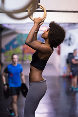 Image showing black woman doing dipping exercise