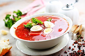 Image showing Traditional Ukrainian borsch