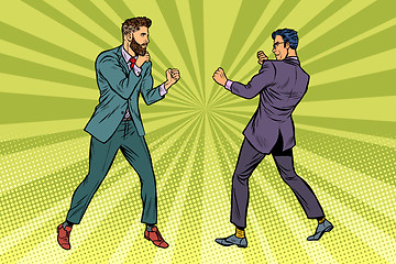 Image showing Two men businessman fighting