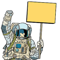 Image showing Astronaut with gag protesting. Isolate on white background