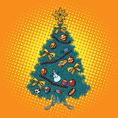 Image showing pop art Christmas tree with decorations