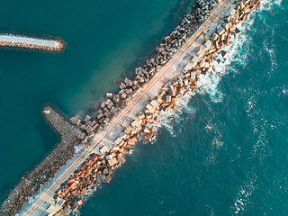 Image showing Aerial views Port Kembla Breakwall