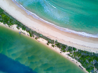 Image showing Where the river hugs the ocean scenic aerial view