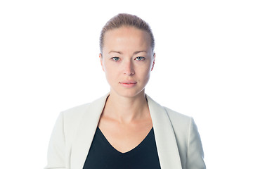 Image showing Business woman standing against white background.