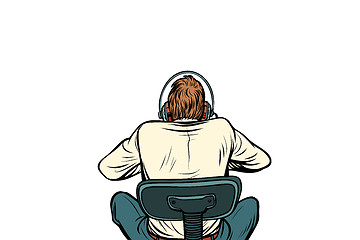 Image showing pop art Man with headphones back