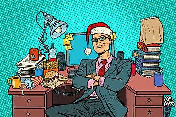 Image showing pop art businessman, Christmas workplace