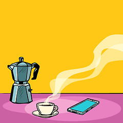 Image showing morning hot coffee on the table
