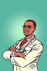 Image showing Confident African doctor. Medical profession