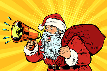 Image showing pop art Santa Claus with megaphone