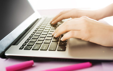 Image showing Woman working on computer in office