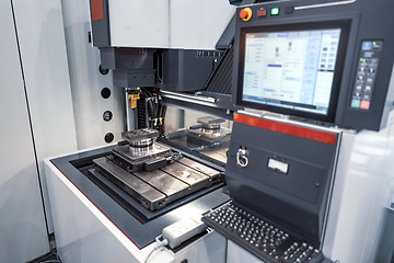 Image showing Metalworking CNC milling machine. Cutting metal modern processin