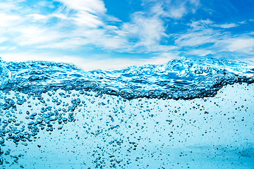 Image showing Close up water on a background of blue sky