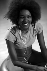 Image showing woman  relaxing after pilates workout