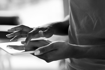 Image showing african american woman using tablet