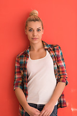 Image showing young woman over color background