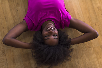 Image showing woman  relaxing after pilates workout