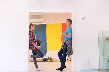 Image showing multiethnic couple renovating their home