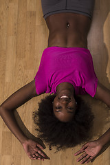 Image showing woman  relaxing after pilates workout