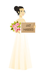 Image showing Bride holding a plate with text just married.