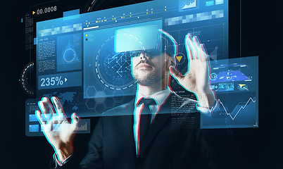 Image showing businessman in virtual reality headset with screen