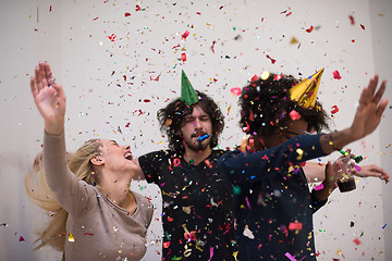 Image showing confetti party multiethnic group of people