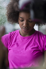 Image showing african american woman using tablet