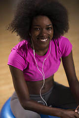 Image showing woman  relaxing after pilates workout