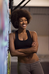 Image showing black woman after a workout at the gym