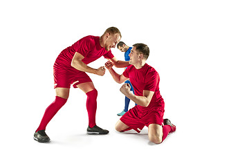 Image showing Happiness football players after goal