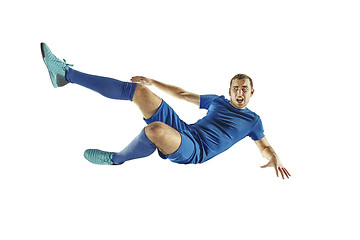 Image showing Professional football soccer player isolated white background