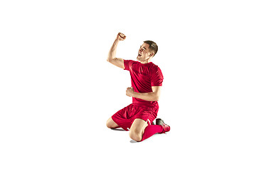 Image showing Happiness football player after goal