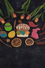 Image showing Tulips and gingerbread cookies