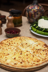 Image showing Meat ossetian pie on a table