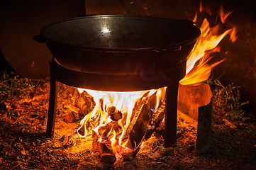 Image showing Cooking over a campfire