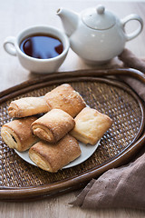 Image showing Tea with cookies