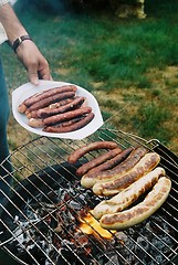 Image showing grilled sausages on Barbecue