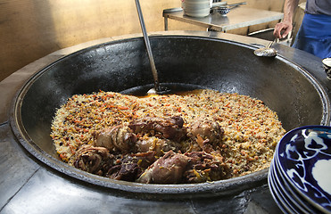 Image showing Pilaf cauldron, close-up