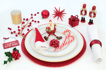 Image showing Christmas Dinner Fun Table Setting