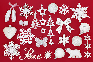 Image showing Christmas Peace Sign and Decorations